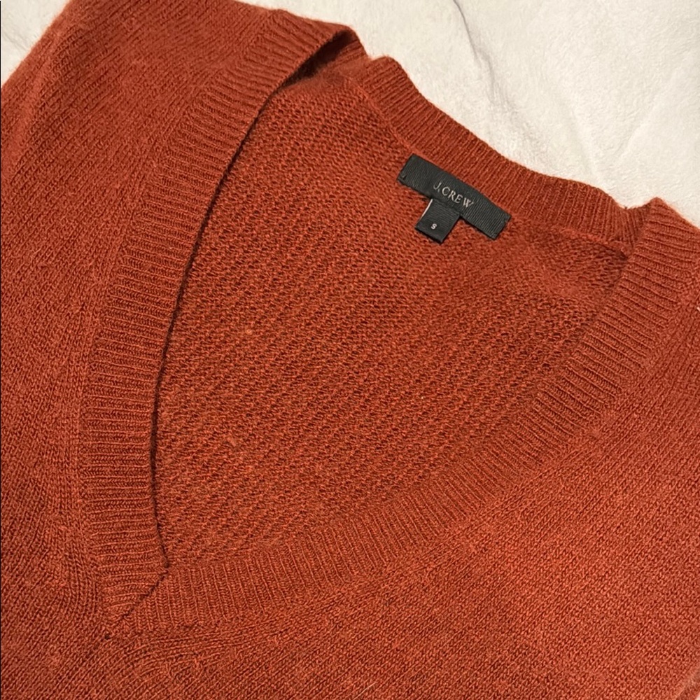 J. Crew Oversize V-Neck Sweater in Burnt Orange